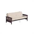 Pemberly Row Full Espresso Wood Arm Futon Frame with 6