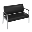 Pemberly Row Contemporary Waiting Room Loveseat with Arms in Black Vinyl