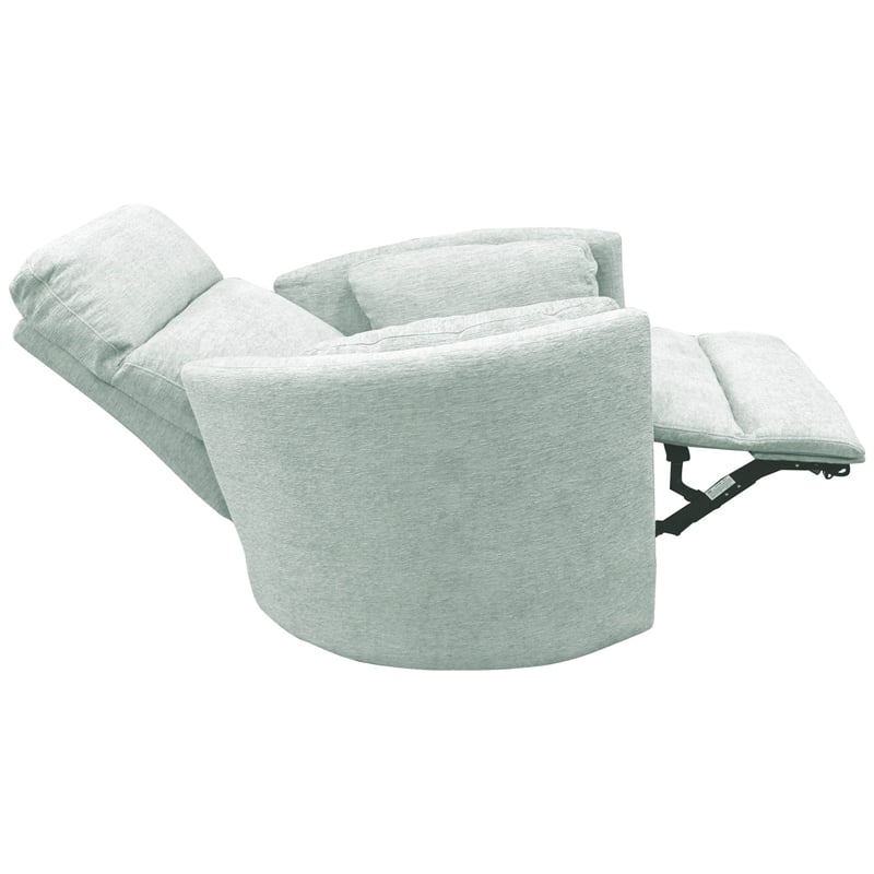 Pemberly Row Fabric Power Swivel Glider Recliner Chair in Green with USB Charger