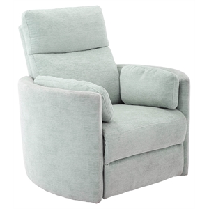 pemberly row transitional fabric swivel recliner with two pillows