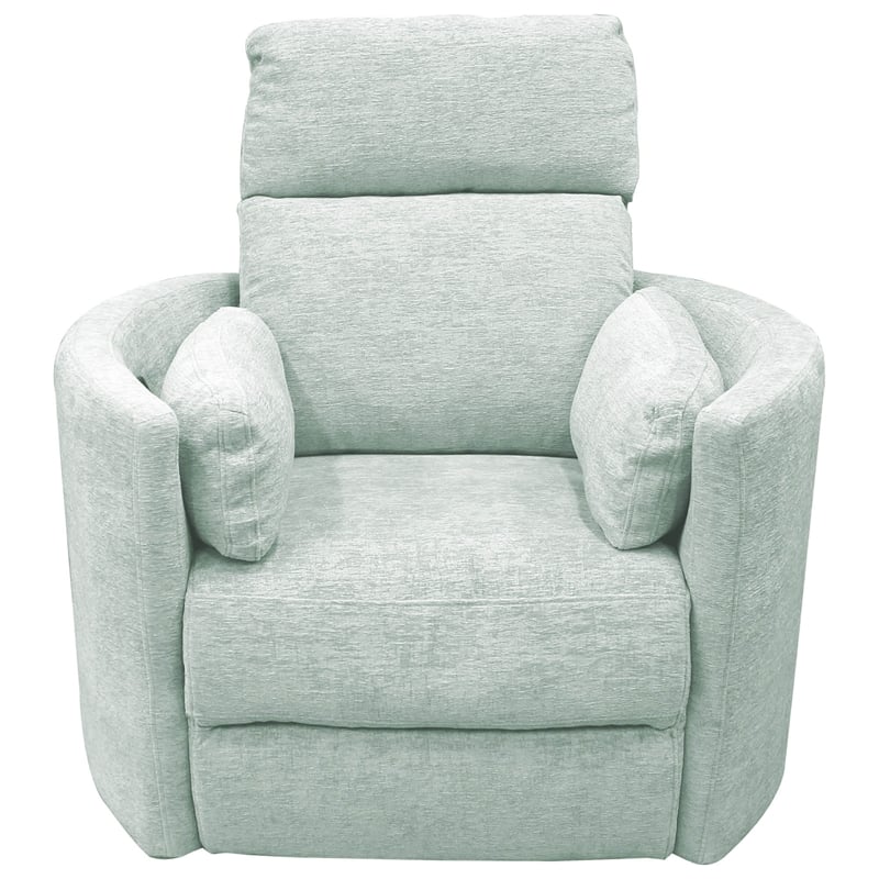 Pemberly Row Fabric Power Swivel Glider Recliner Chair in Green with USB Charger