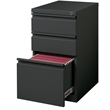 Pemberly Row 3-Drawer Modern Metal Mobile Pedestal Filing Cabinet in Charcoal