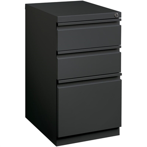 Pemberly Row 3-Drawer Modern Metal Mobile Pedestal Filing Cabinet in Charcoal