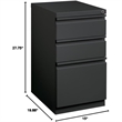 Pemberly Row 3-Drawer Modern Metal Mobile Pedestal Filing Cabinet in Charcoal