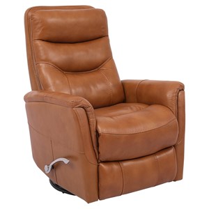 Pemberly Row Transitional Leather Manual Swivel Glider Recliner in Brown
