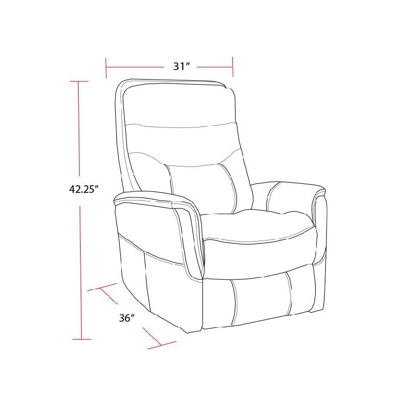 Pemberly Row Transitional Leather Manual Swivel Glider Recliner in Brown