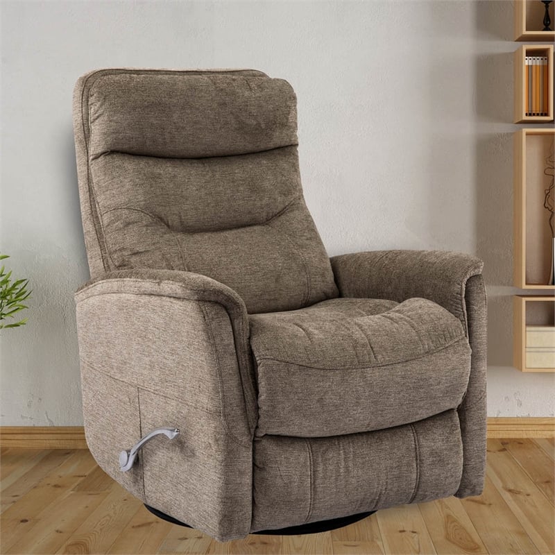 Pemberly Row Transitional Polyester Fabric Manual Swivel Glider Recliner - Brown