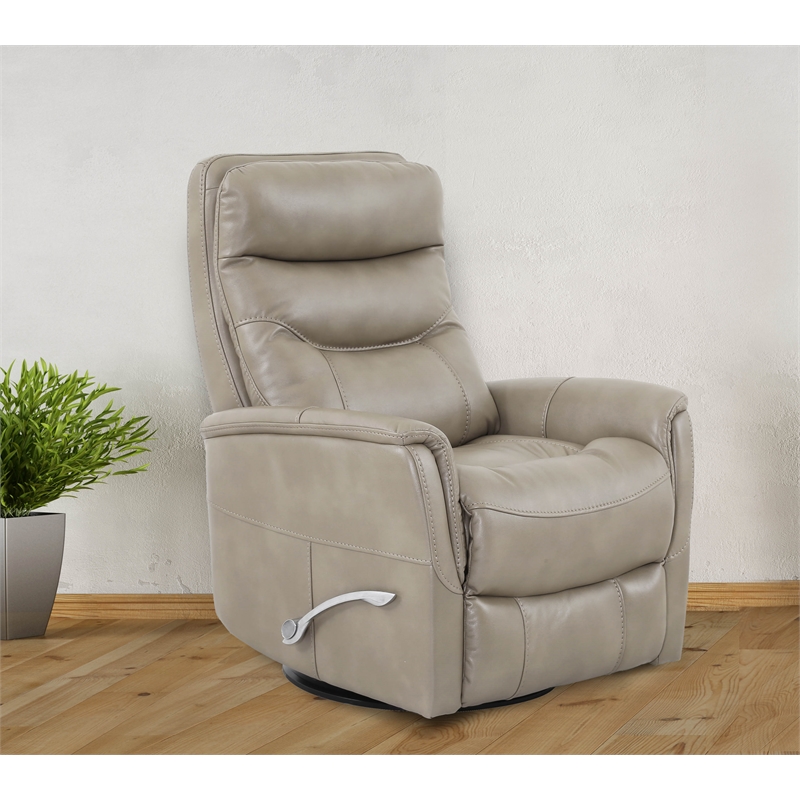 Pemberly Row Transitional Faux Leather Manual Swivel Glider Recliner in Brown