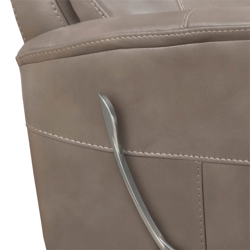 Pemberly Row Transitional Faux Leather Manual Swivel Glider Recliner in Brown