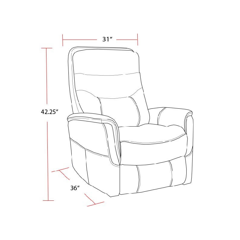 Pemberly Row Transitional Leather Manual Swivel Glider Recliner in Chocolate
