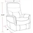 Pemberly Row Transitional Leather Manual Swivel Glider Recliner in Chocolate