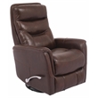 Pemberly Row Transitional Leather Manual Swivel Glider Recliner in Chocolate