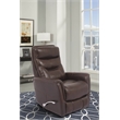Pemberly Row Transitional Leather Manual Swivel Glider Recliner in Chocolate
