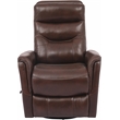 Pemberly Row Transitional Leather Manual Swivel Glider Recliner in Chocolate