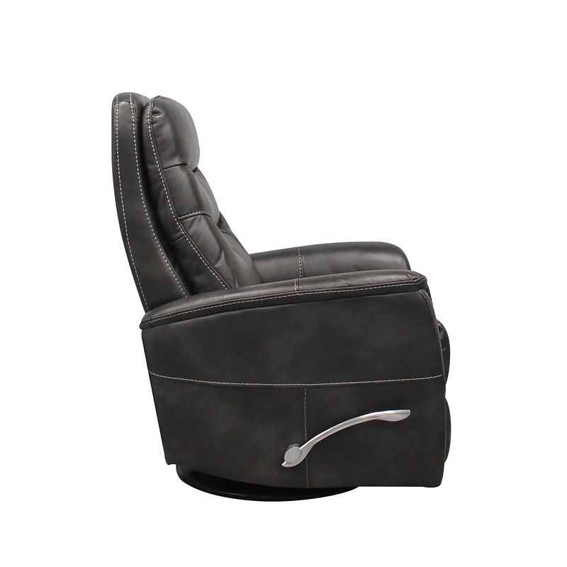 Pemberly Row Transitional Polyester Fabric Manual Swivel Glider Recliner - Black