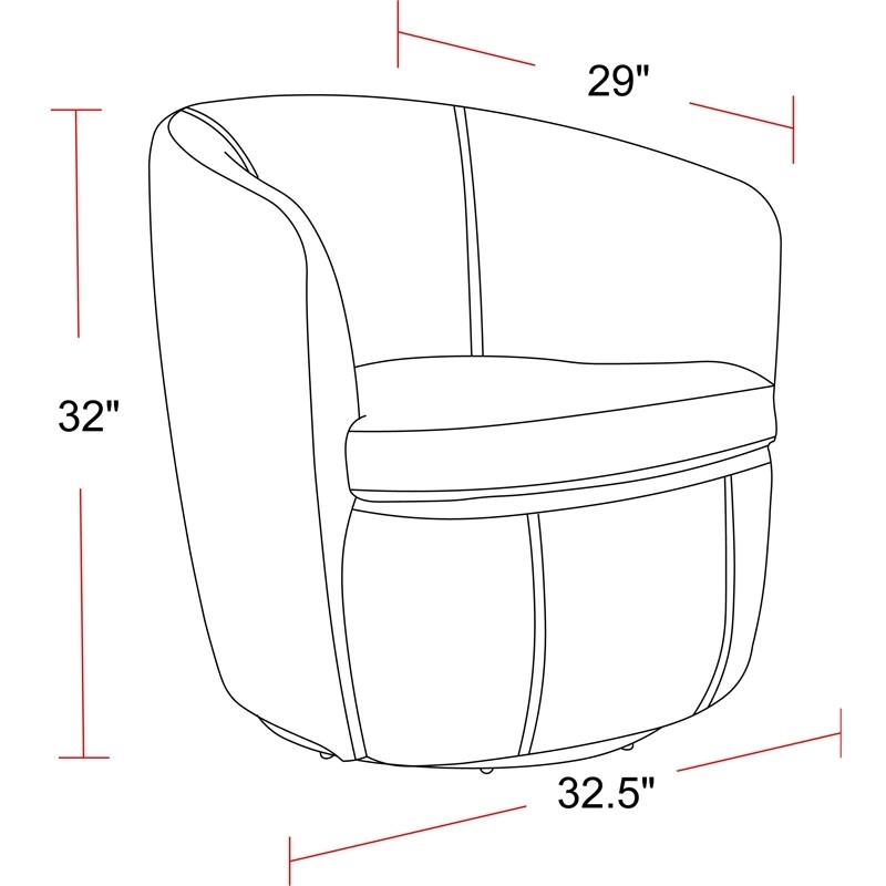 Pemberly Row Traditional All Italian Leather Swivel Club Chair in White