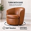 Pemberly Row Traditional Vintage All Italian Leather Swivel Club Chair in Brown