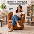 Pemberly Row Traditional Vintage All Italian Leather Swivel Club Chair in Brown