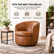 Pemberly Row Traditional Vintage All Italian Leather Swivel Club Chair in Brown
