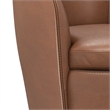 Pemberly Row Traditional Vintage All Italian Leather Swivel Club Chair in Brown