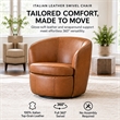 Pemberly Row Traditional Vintage All Italian Leather Swivel Club Chair in Brown