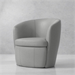 Pemberly Row Traditional All Italian Leather Gray Swivel Club Chair