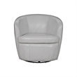 Pemberly Row Traditional All Italian Leather Gray Swivel Club Chair