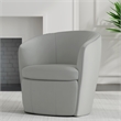 Pemberly Row Traditional All Italian Leather Gray Swivel Club Chair
