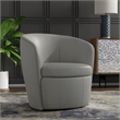 Pemberly Row Traditional All Italian Leather Gray Swivel Club Chair
