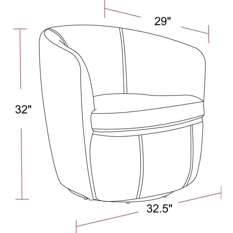 Pemberly Row Traditional All Italian Leather Gray Swivel Club Chair