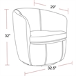 Pemberly Row Traditional All Italian Leather Gray Swivel Club Chair