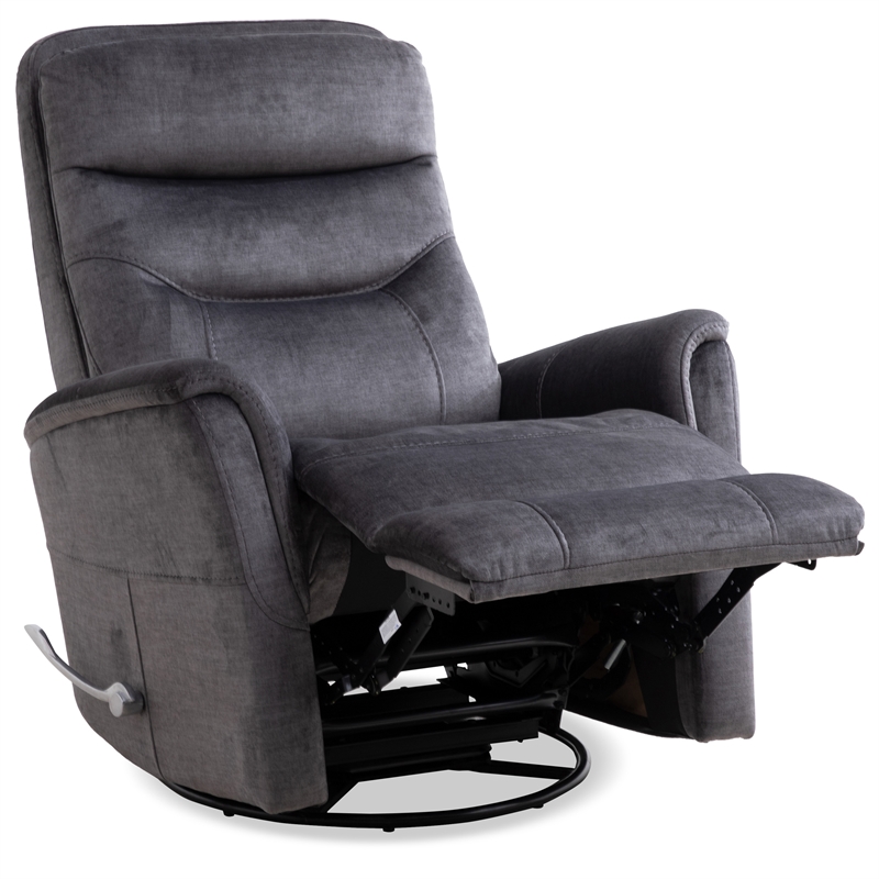 Pemberly Row Traditional Fabric Gray Swivel Glider Recliner (Two Pack)