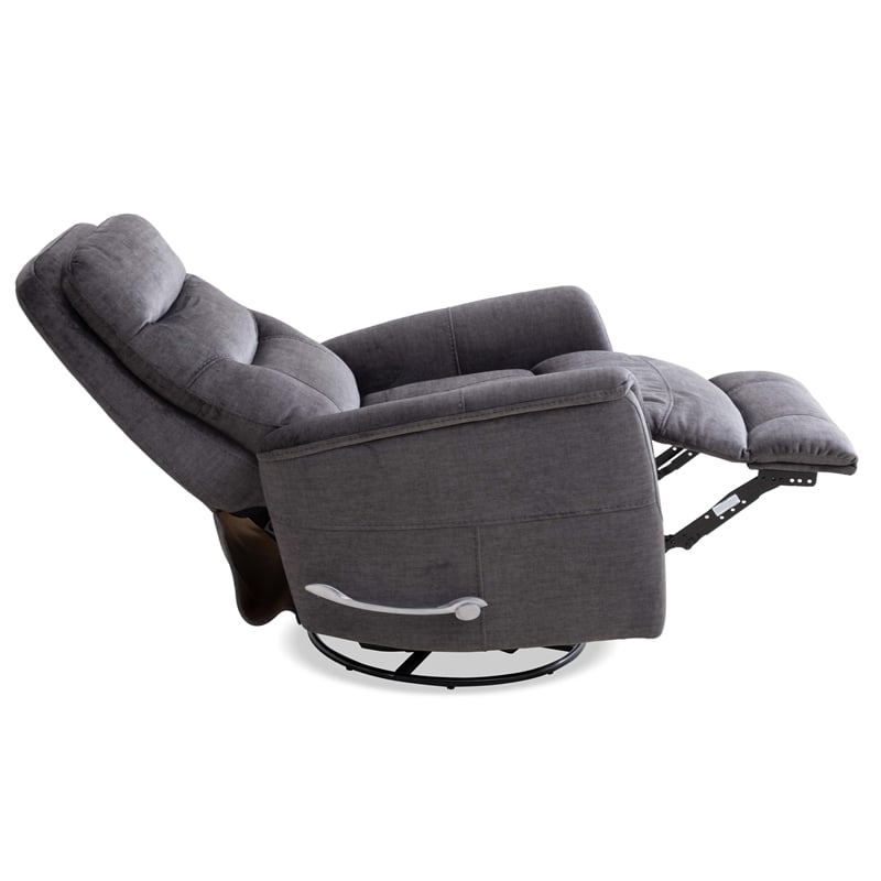 Pemberly Row Traditional Fabric Gray Swivel Glider Recliner (Two Pack)