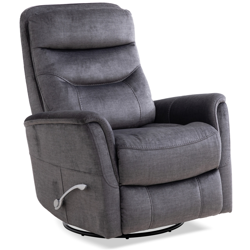 Pemberly Row Traditional Fabric Gray Swivel Glider Recliner (Two Pack)