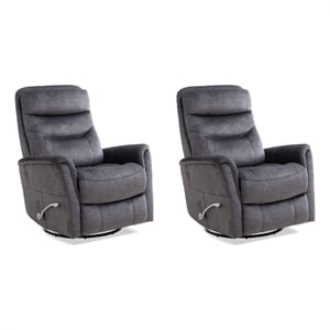 pemberly row transitional two pack leather manual swivel glider recliner