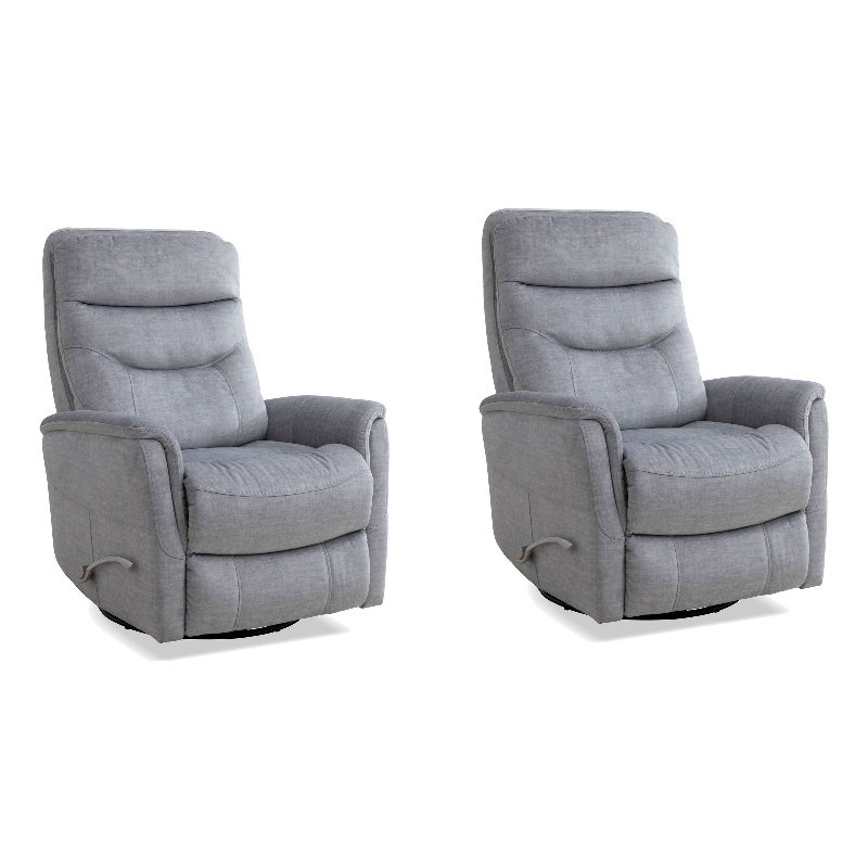 Pemberly Row Traditional Fabric Gray Swivel Glider Recliner (Two Pack)
