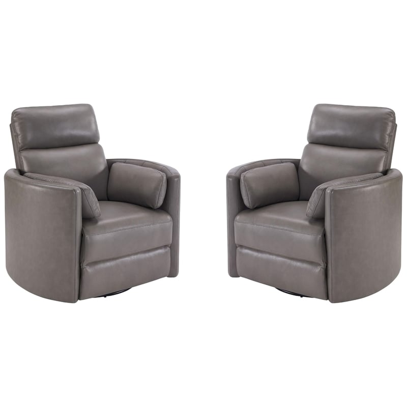 Pemberly Row Modern Leather Charcoal Power Swivel Glider Recliner (Two Pack)