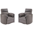 Pemberly Row Modern Leather Charcoal Power Swivel Glider Recliner (Two Pack)