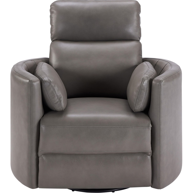 Pemberly Row Modern Leather Charcoal Power Swivel Glider Recliner (Two Pack)