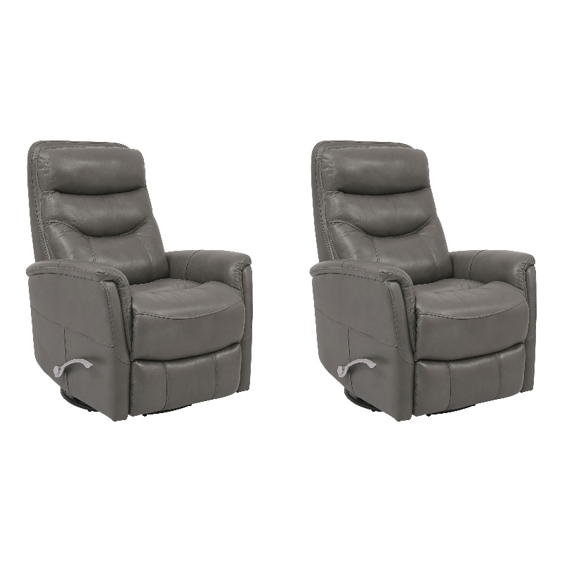 Pemberly Row Traditional Leather Charcoal Swivel Glider Recliner (Two Pack)