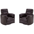 Pemberly Row Modern Leather Brown Power Swivel Glider Recliner (Two Pack)