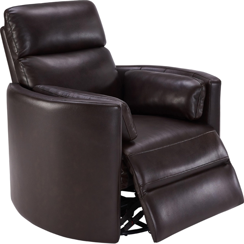 Pemberly Row Modern Leather Brown Power Swivel Glider Recliner (Two Pack)