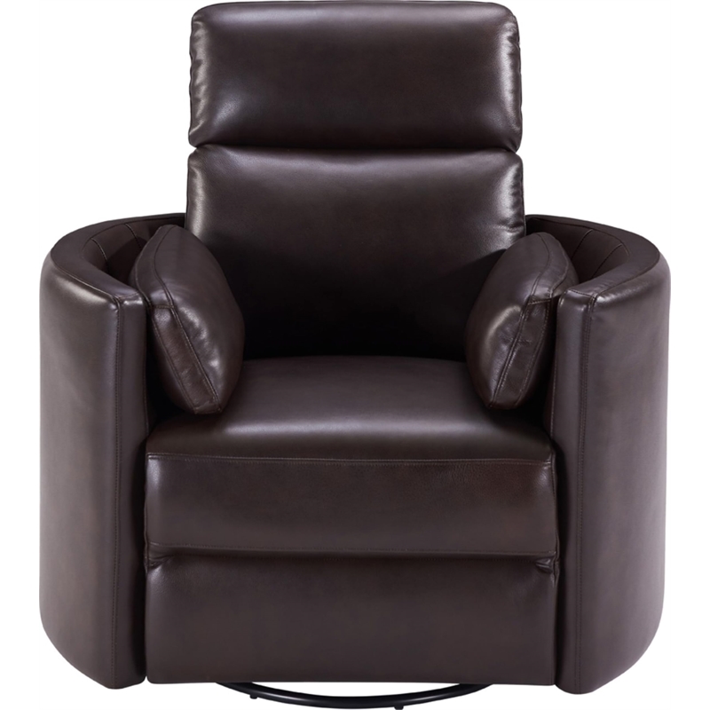 Pemberly Row Modern Leather Brown Power Swivel Glider Recliner (Two Pack)