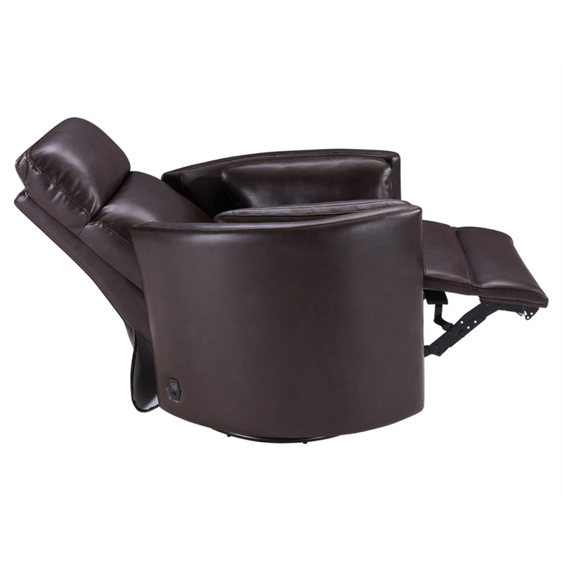 Pemberly Row Modern Leather Brown Power Swivel Glider Recliner (Two Pack)