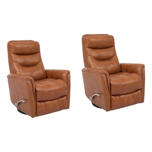 pemberly row two pack transitional leather manual swivel glider recliner