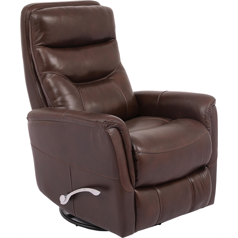 Pemberly Row Traditional Leather Brown Swivel Glider Recliner (Two Pack)