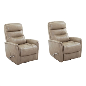 pemberly row transitional two pack leather manual swivel glider recliner
