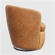 Pemberly Row Genuine Italian Leather Brown Swivel Club Chair (Two Pack)
