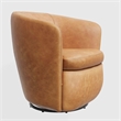 Pemberly Row Genuine Italian Leather Brown Swivel Club Chair (Two Pack)