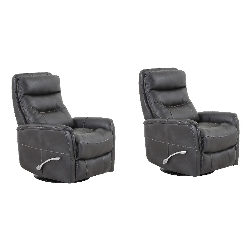 Pemberly Row Traditional Fabric Gray Swivel Glider Recliner (Two Pack)